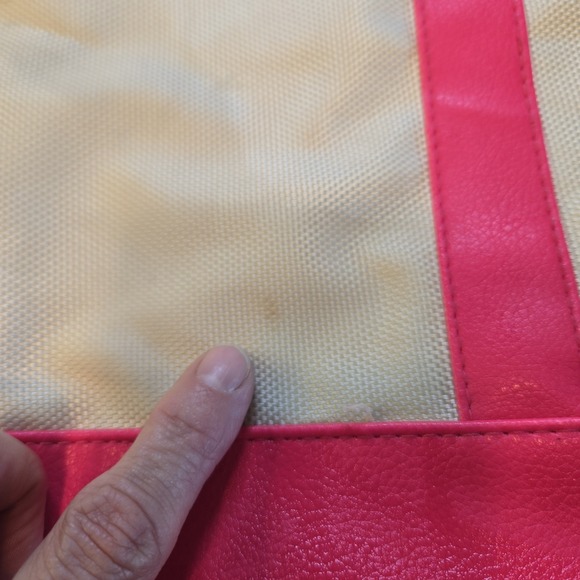 Vince Camuto Large Tote Bag With Hot Pink Handles and Trim - Picture 6 of 14